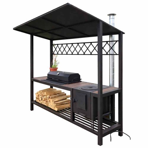 Metalna roštilj zona sa nadstrešnicom za dvorište i vikendicu