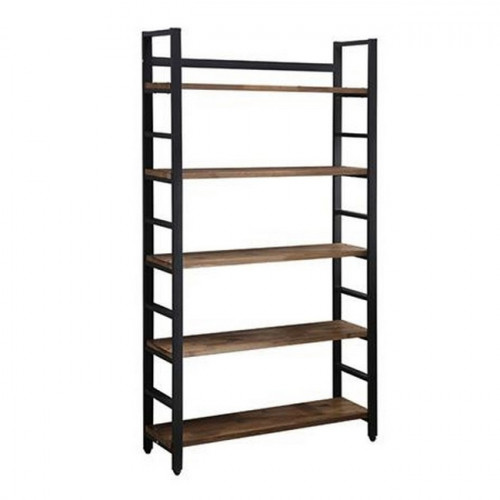 Loft metalni regal sa drvenim policama – uski industrijski stalak