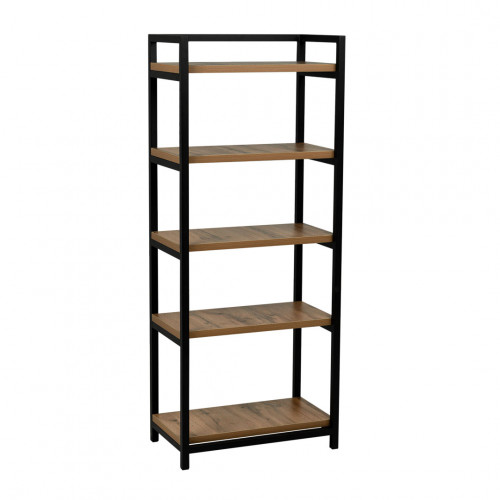 Loft metalni regal sa drvenim policama – kompaktan industrijski dizajn